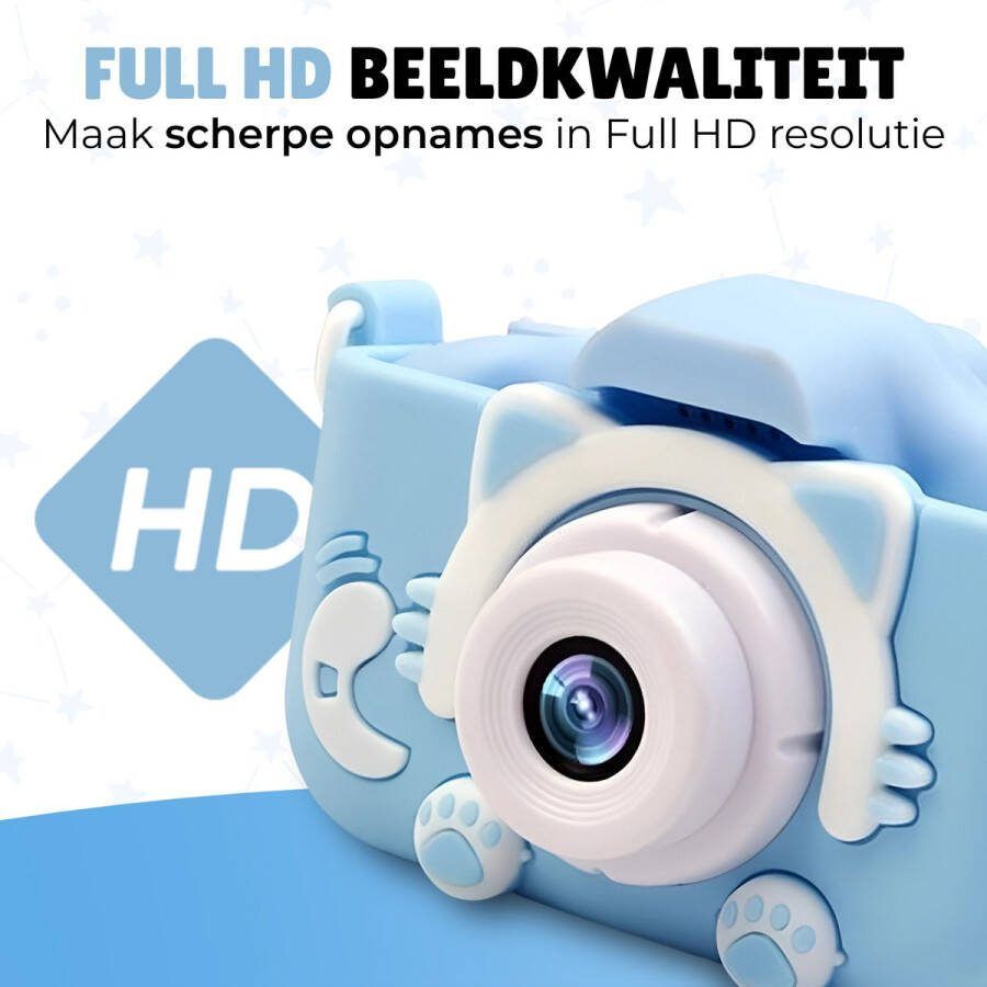 EITIKA Digitale Kindercamera HD 1080P 32 GB Inclusief SD Kaart – Nederlands Fototoestel Voor Kinderen – Extra veilig Vlog Camera – Nederlandstalig – USB Oplaadbaar – Digitaal Kinderfototoestel