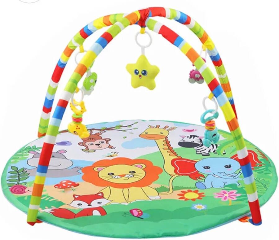 EJC Products Babygym Speelmat Baby Speelgoed 0 jaar Met 5 Speeltjes Educatief Kleurrijk Thema Dieren Kraamcadeau