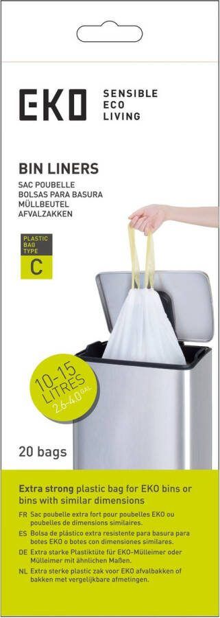EKO Afvalzakken 10-15 ltr (C) (24x20 stuks) Plastic wit