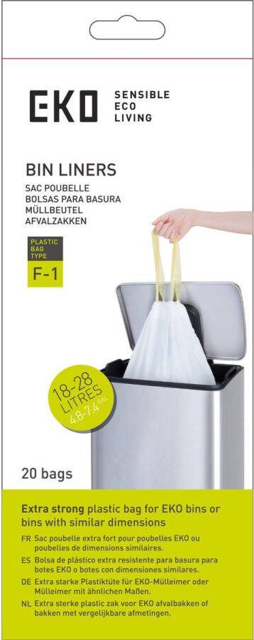 EKO Afvalzakken 18-28 ltr (F1) (24x20 stuks) Plastic wit