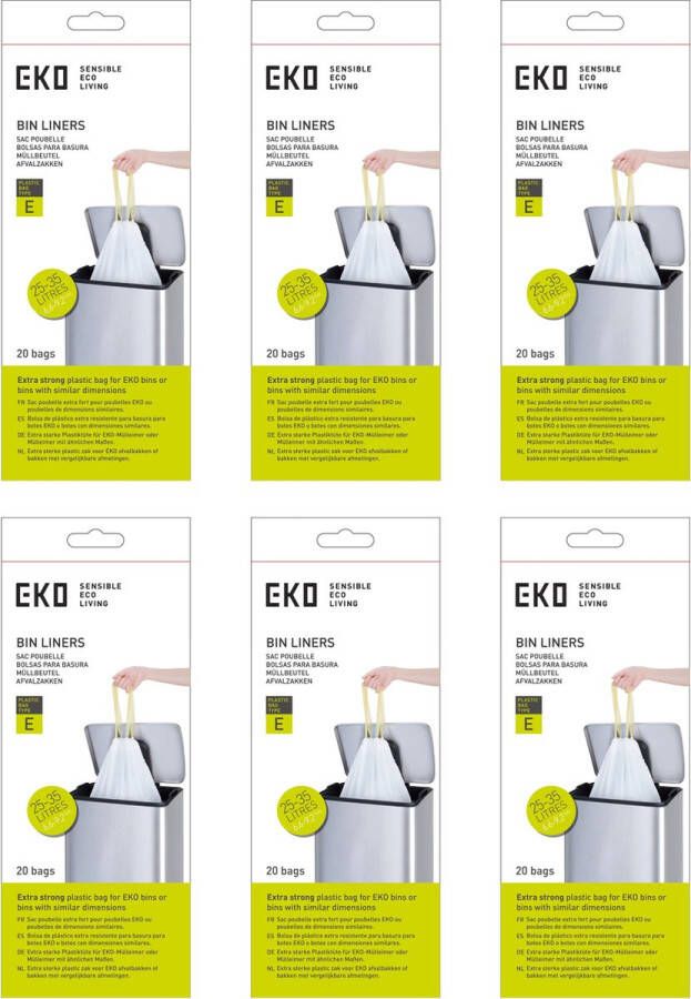 EKO afvalzakken type E 25-35 liter Doos van 6 rollen van ieder 12 zakken