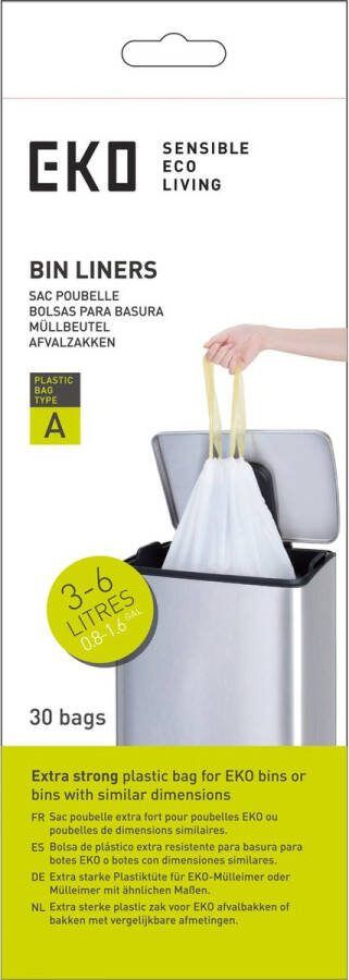 EKO Afvalzakken 3-6 liter (A) (24x30 stuks) Plastic wit