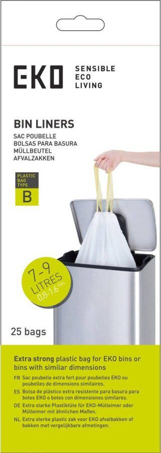 EKO Afvalzakken 7-9 liter (B) (24x25 stuks) Plastic wit