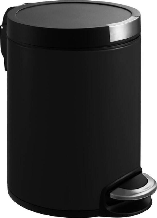 EKO Artistic pedaalemmer 5 liter Stainless steel Plastic mat zwart