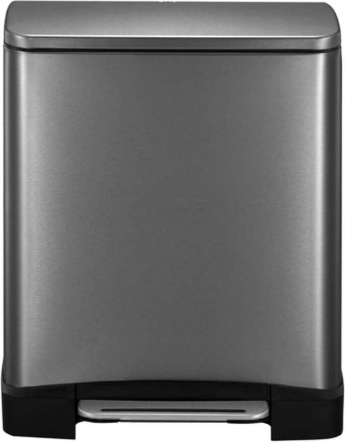 EKO E-Cube Prullenbak Black Steel 28 + 18 Liter Anti-slip- Soft-close Fingerprintproof