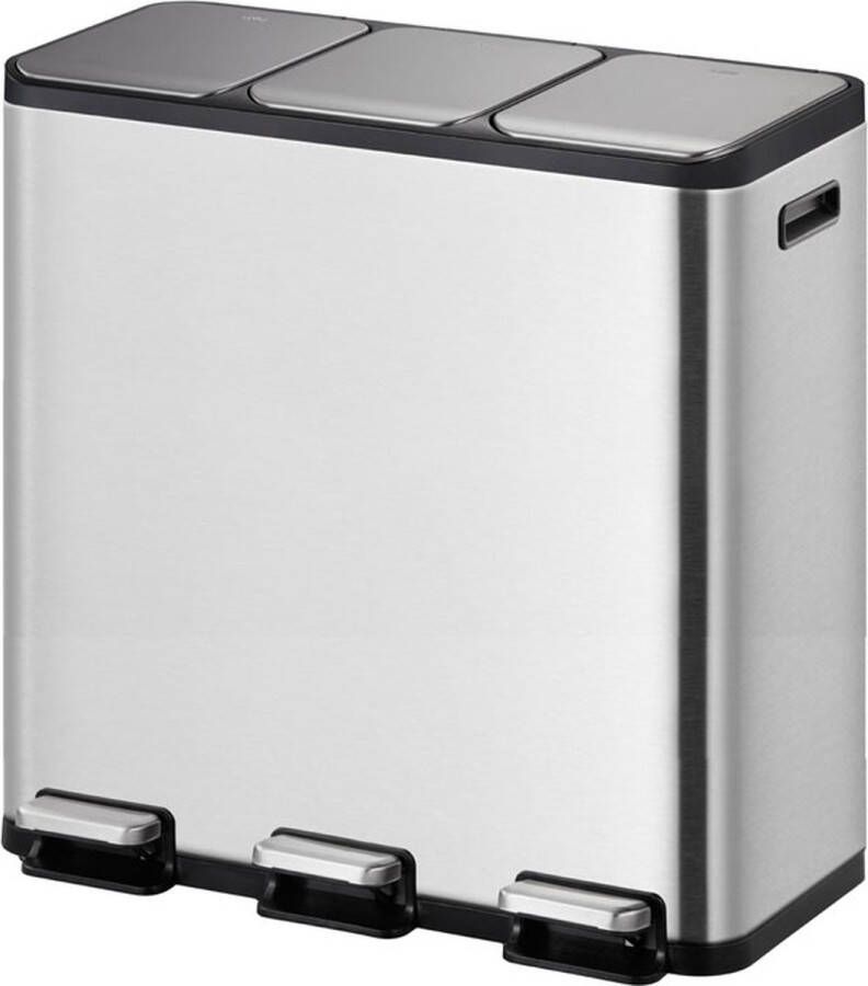 EKO EcoCasa 1 pedaalemmer 15+15+15 liter Stainless steel mat RVS