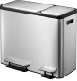 EKO EcoCasa Recycler pedaalemmer 30+15 ltr Stainless steel Plastic mat RVS - Thumbnail 1