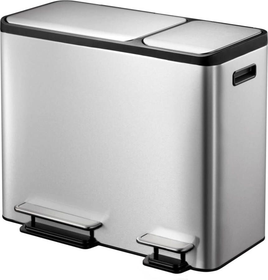 EKO EcoCasa Recycler pedaalemmer 30+15 ltr Stainless steel Plastic mat RVS
