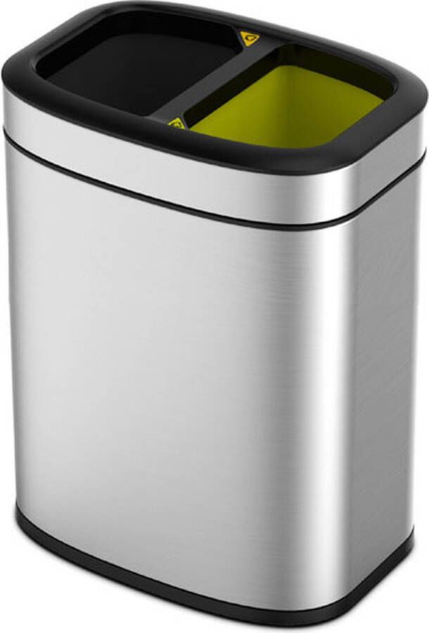 EKO OLI-Cube Open Top Bin 10+10 ltr Stainless steel Polypropylene mat RVS