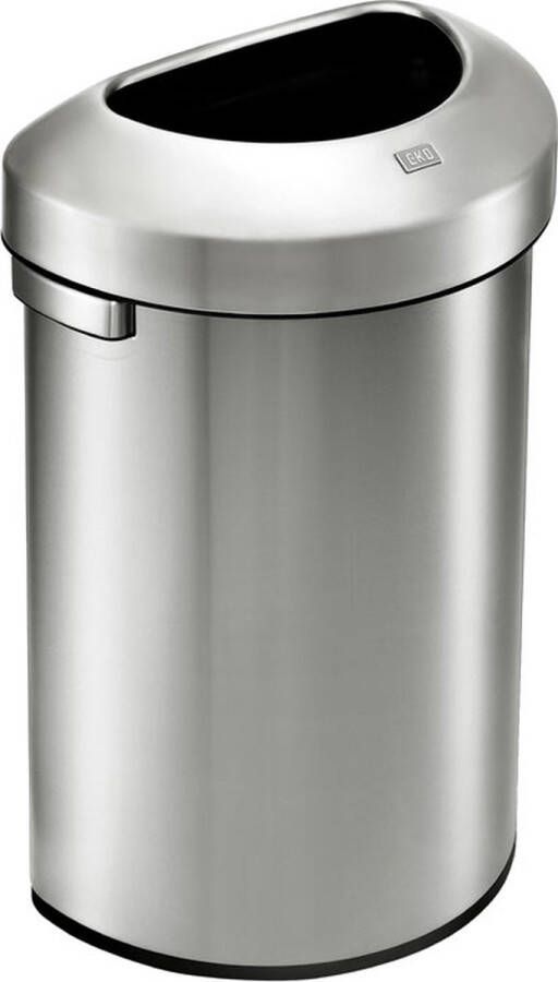 EKO Urban Semi-Round Prullenbak 80L Zilvermat RVS Fingerprintproof Soft-close