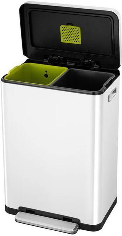 EKO X-Cube recycling pedaalemmer 20+20 liter Steel Stainless steel Polypropylene wit mat RVS