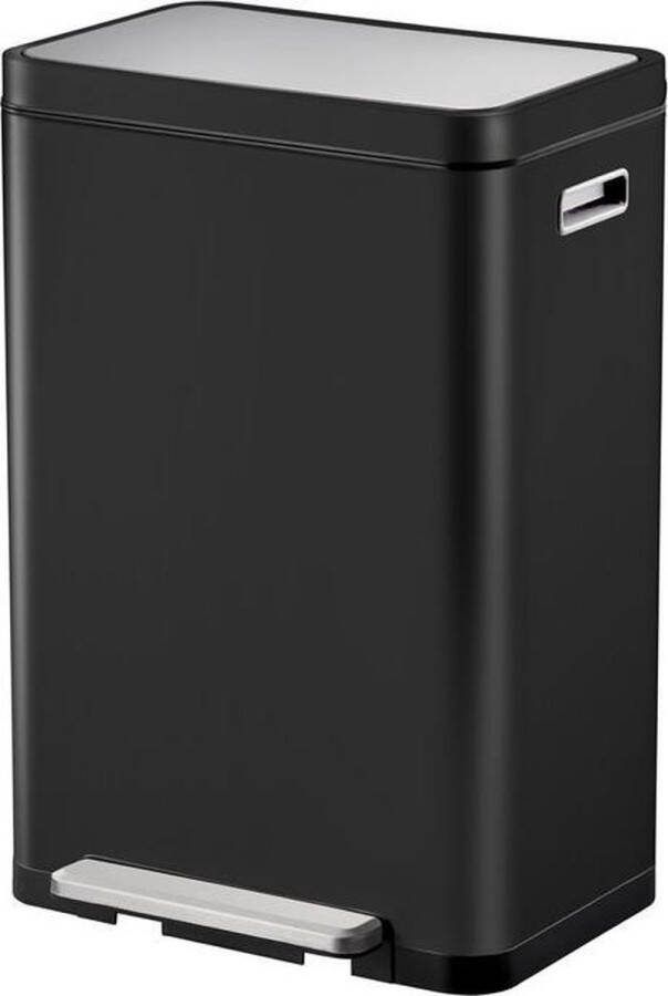 EKO X-Cube recycling pedaalemmer 20+20 liter Steel Stainless steel Polypropylene zwart glanzend mat RVS