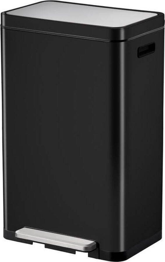EKO X-Cube pedaalemmer 30 liter Steel Stainless steel Polypropylene zwart glanzend mat RVS