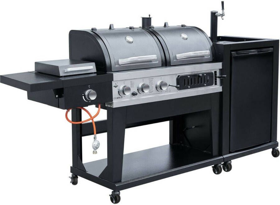 El Fuego 3 In 1 Combibarbecue Met Tapsysteem Buitenkeuken 146 Kg Gietijzeren Roosters Barbecue Bbq