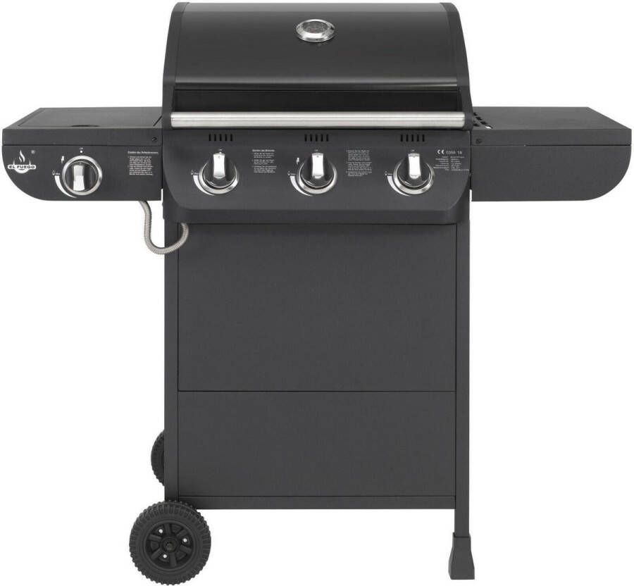 El Fuego Columbus 3.1 3 brander gasbarbecue gas barbecue zwart 117 5x107 5x58 5 cm