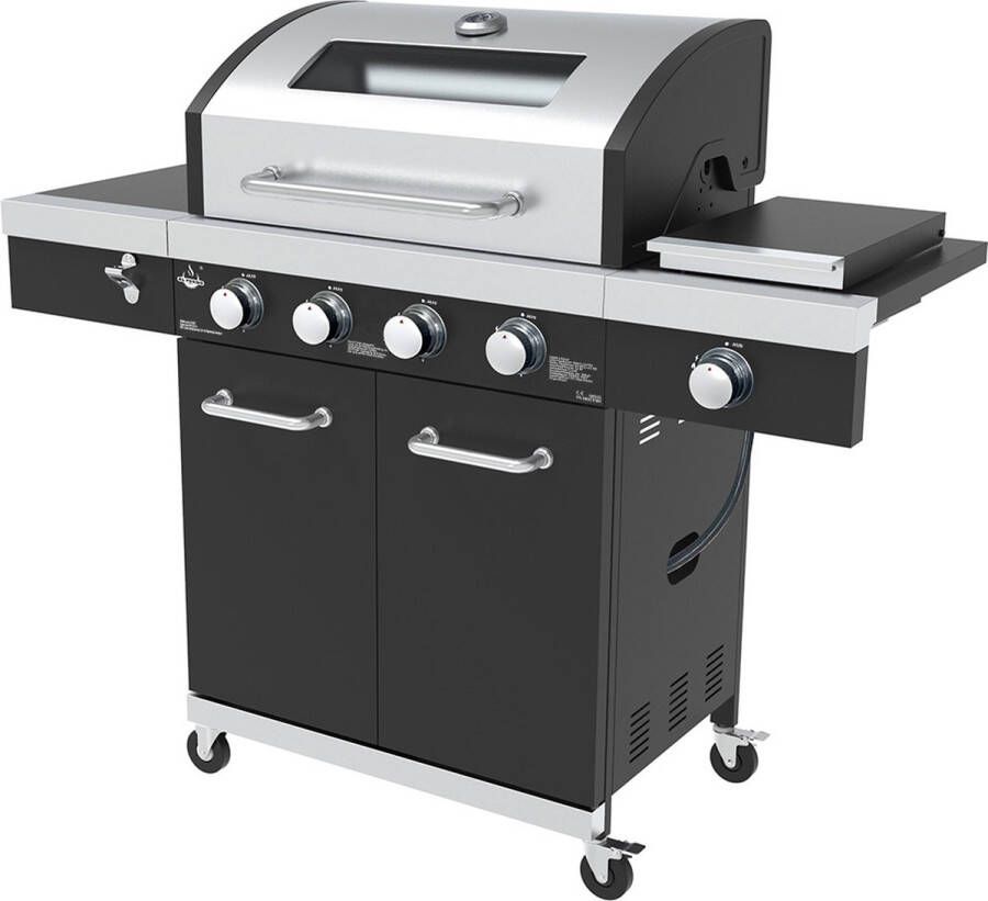 El Fuego Kingston 4.1 gasbarbecue met steakzone LED knopverlichting RVS Zwart