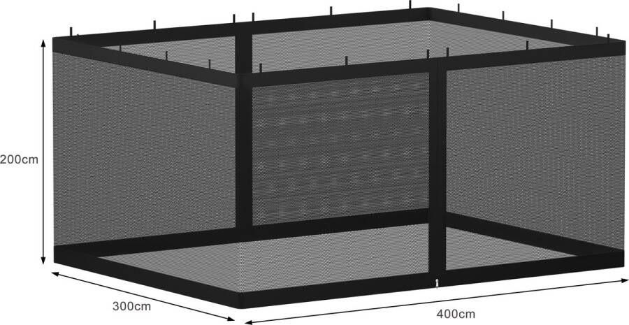 El jardin ElJardin Zwart Insectennet- 400 x 300 cm x 200 (L x B x H) Voor paviljoen Gaas Ritssluiting Partytent