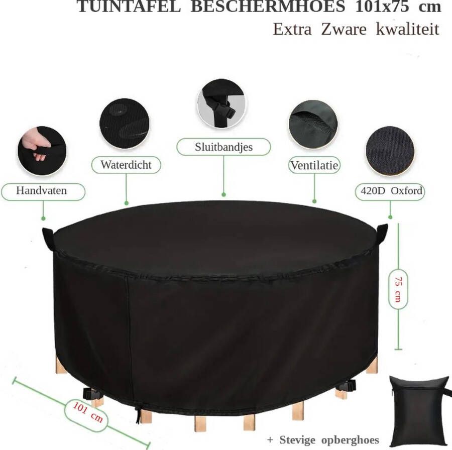 El jardin Tafelhoes Tuinmeubelhoes 101 cm x 75 cm Beschermhoes Tuintafel Rond Oxford 600D