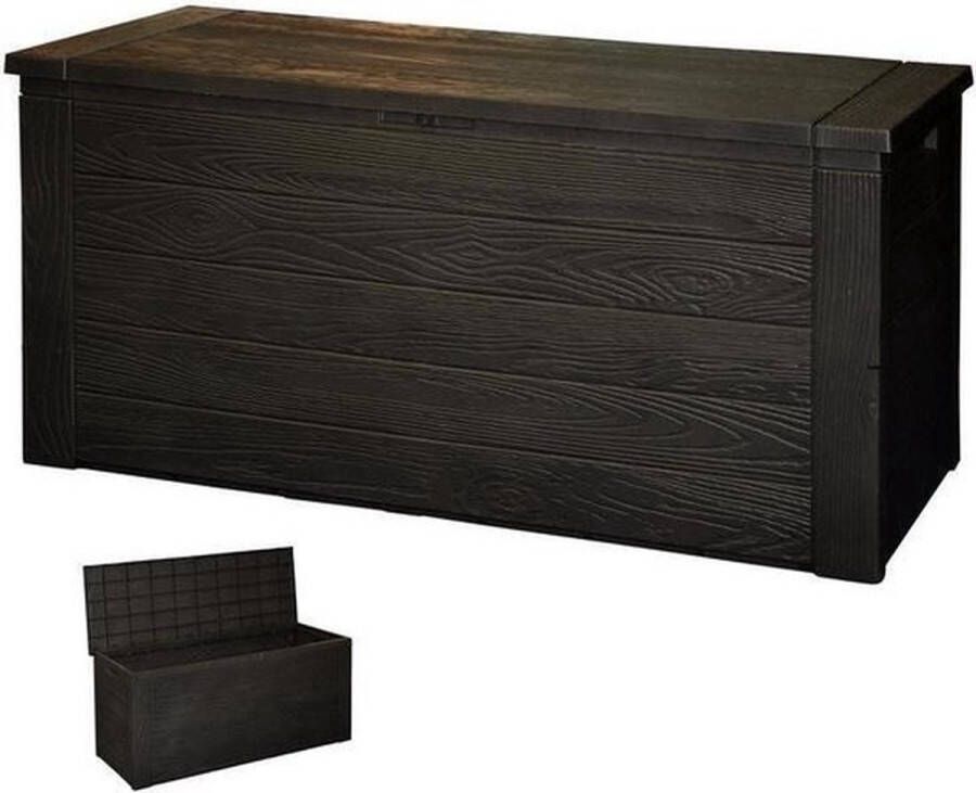 Shoppartners Opbergbox Houtlook 300 Liter Waterdicht 120 X 45 X 57 Cm Zwart