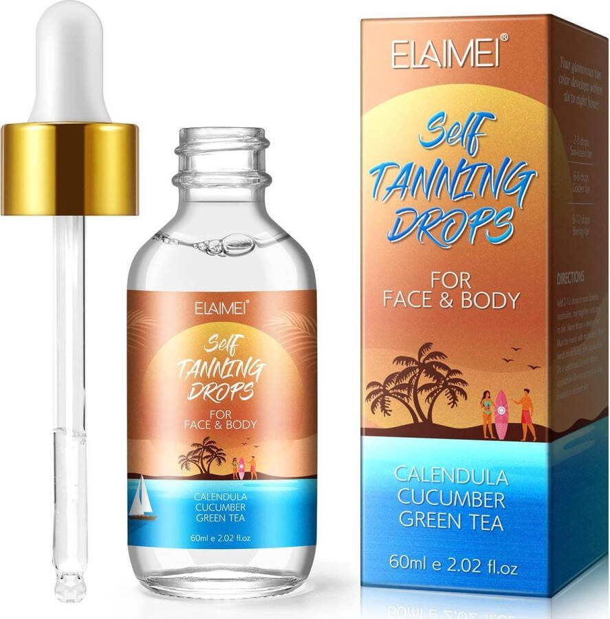 Elaimei Tanning Drops 60 ml Magic Tan Drops Zelfbruiner Gezicht en Lichaam Self Tan Drops Zelfbruiners Body Lotion Tan Luxe The Face Tan Drops Legs Tan Serum