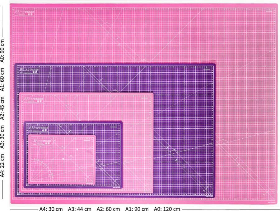 Elan 5-laagse Snijmat Roze en Lila A4 Zelfhelende 3 mm Snijmat Knutselmat met Dubbelzijdig Raster Metrische Snijonderlegger voor Quilten Naaien Patchworken Scrapbooken enz. 30 x 22 cm…