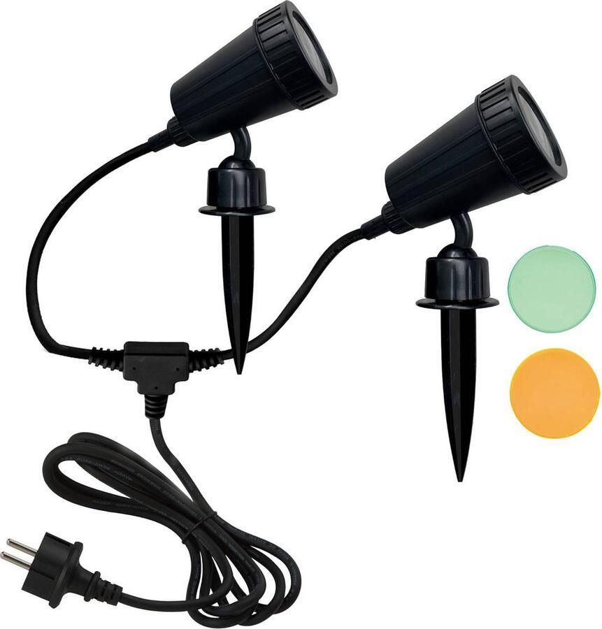 ELC Buitenspots 2lichts Aluminium kunststof H: 19.5 cm GU10 zwart Inclusief lichtbronnen
