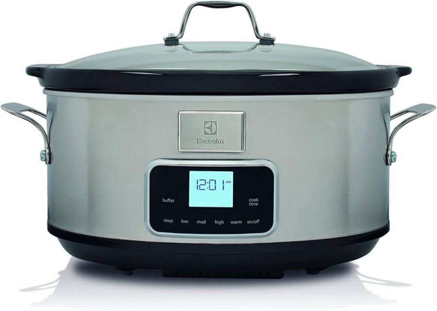 Electrolux Slowcooker met Timer Slowcooker met 3 Warmtestanden Elektrische Slowcooker met Uitneembare Keramische Binnenpan 6 L Zilver