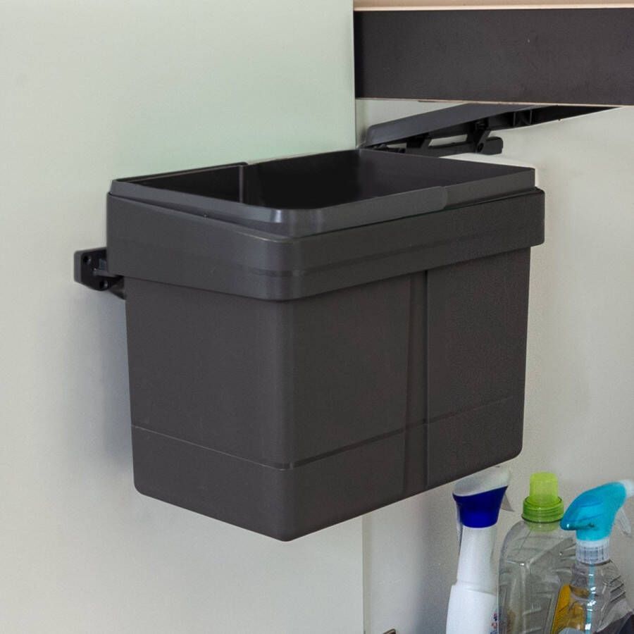 Eleganca uitdraaibare Afvalbak 15L Inbouw Prullenbak Inbouw Afvalemmer Inbouwvuilbak Afvalemmer Keukenkastjes Vuilnisbak Antraciet