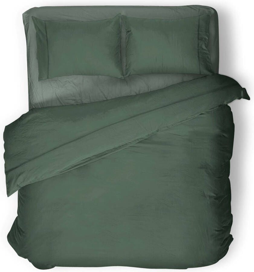 Elegance Dekbedovertrek Uni Percal Katoen Met Bies grenat green 200x200 220cm