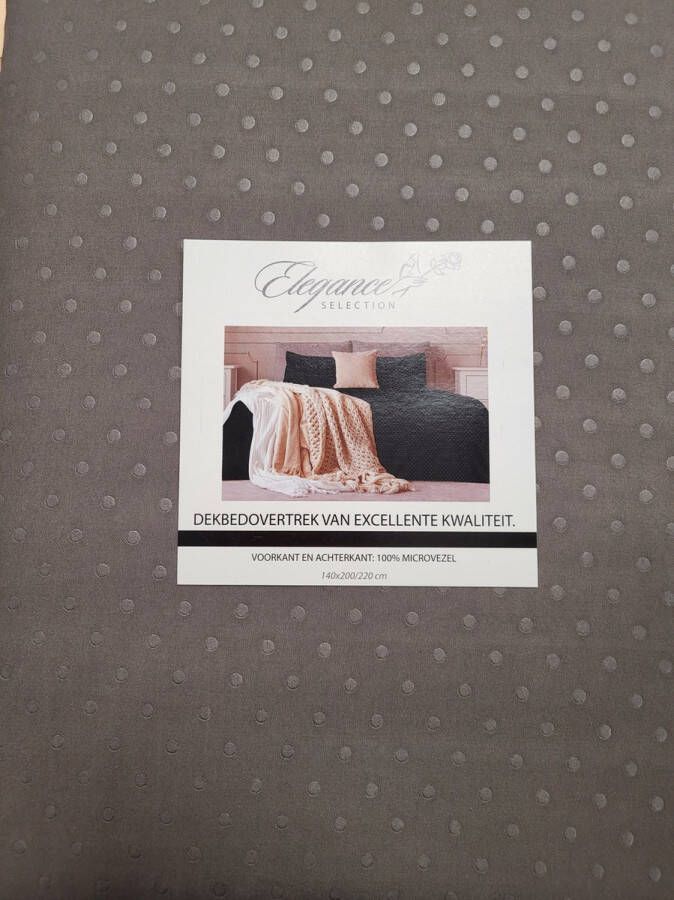 Elegance Embossed Dekbedovertrek Dotty 240 x 200 220 Lits Jumeaux antraciet