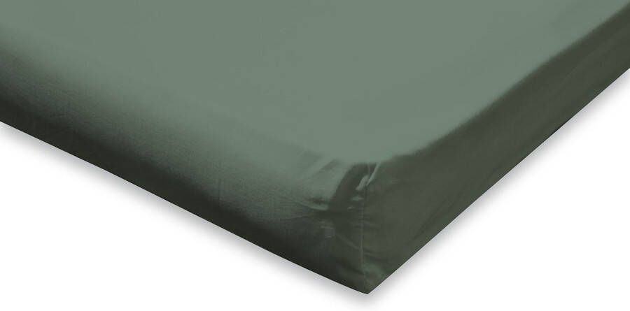 Elegance Topmatras Hoeslaken Katoen Perkal Hoeslaken 160x200cm Grenat Green Topper Hoeslaken