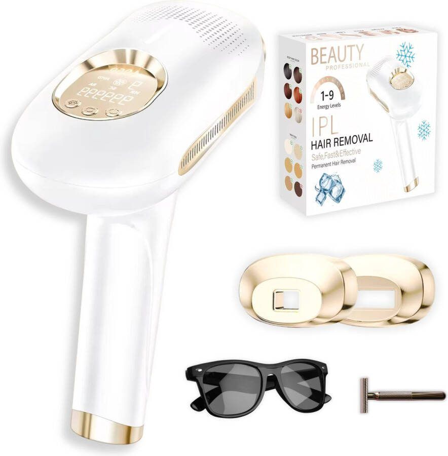 ElegantSkin IPL Elite Laser Ontharingsapparaat Voor Mannen en Vrouwen 9 Verschillende Standen IPL Ontharingsapparaten Ontharen voor Thuis Verschillende Opzetstukken Ice-coolfunctie Beschermbril – Scheermes Langdurig Haarvrij