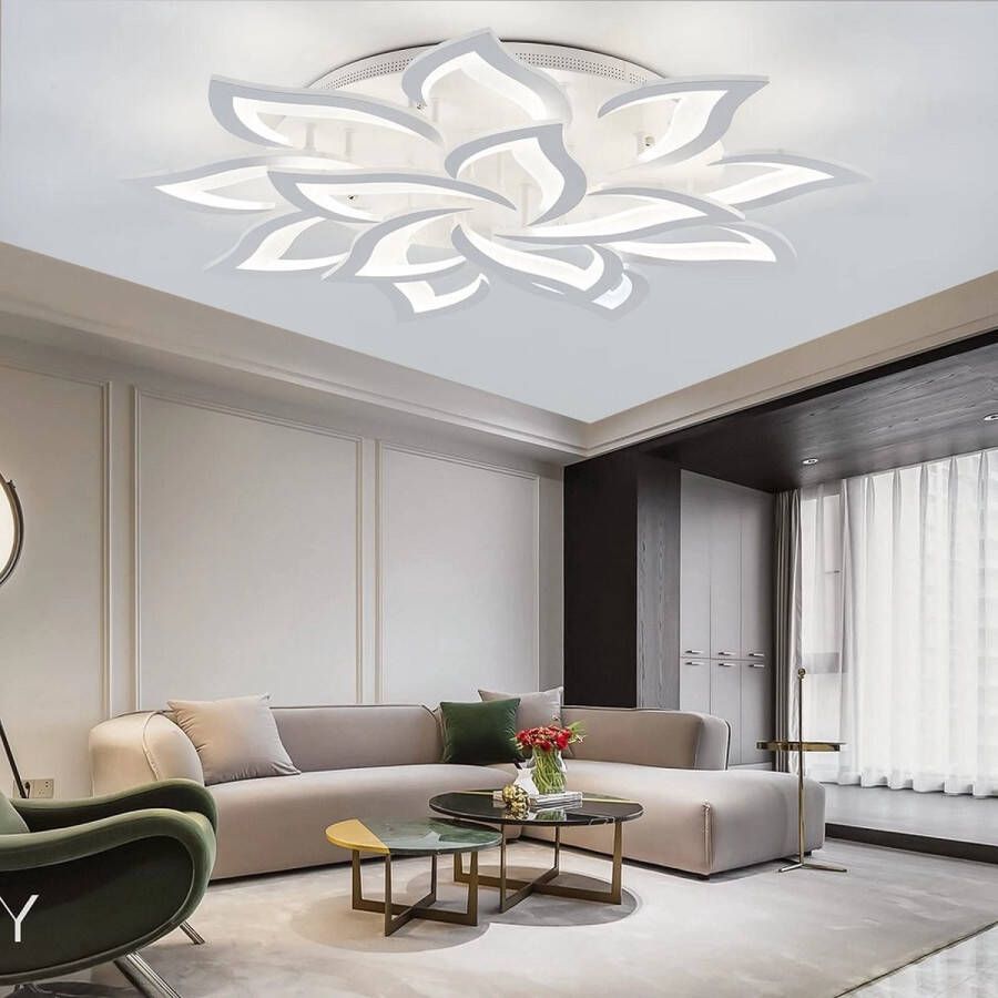 Eleganza Maison Lotus LED Plafondlamp Luxueuze Plafonniere Dimbare Helderheid Smart Lamp Art Deco Verlichtingsarmatuur Bediening via Telefoon App Koud en Warm Licht