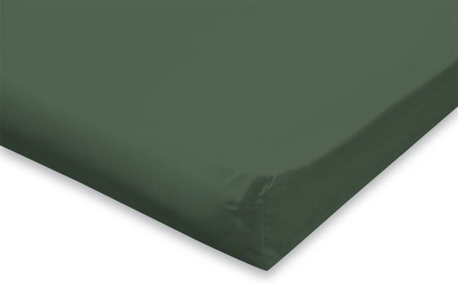 Eleganzzz Hoeslaken Topper Katoen Perkal Grenat Green Hoeslaken 140x200 Topper Hoeslakens Tweepersoons