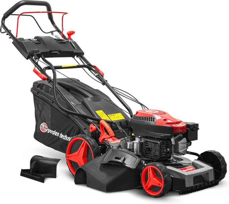 ELEM GARDEN TECHNIC GRASMAAIER ZELFRIJDENDE THERMISCHE GRASMAAIER 144.3CC MAAIBREEDTE 46CM ELEKTRISCHE START MULCHEN ZIJ UITWORP