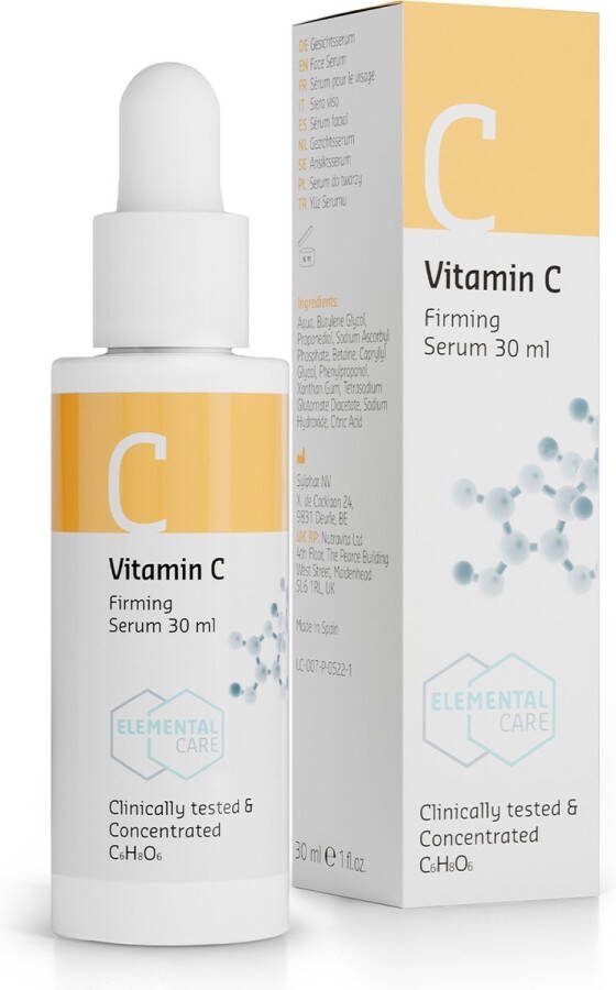 ELEMENTAL CARE Vitamine C Gezichtsserum 30 ml Anti Aging Serum Vitamine C Anti Rimpel Gezichtsserum Huidverzorging en Gezichtsverzorging met Onmiddellijk effect op rimpels Donkere Kringen en Pigmentvlekken verwijderen