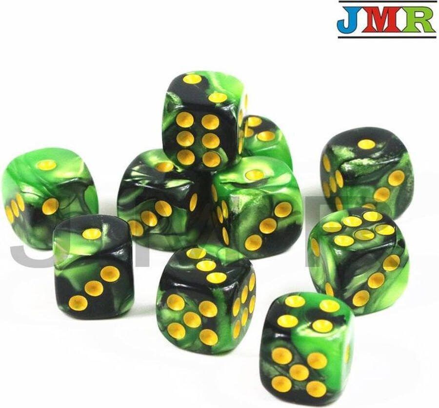 Elemental GOods 10x Mini dobbelsteen groen zwart Dobbelspel