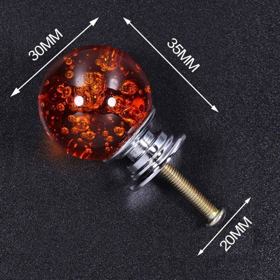 3 Stuks Meubelknop Kristallen Bol Oranje 3.5*3 cm Meubel Handgreep Knop voor Kledingkast Deur Lade Keukenkast