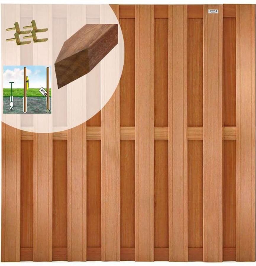 Elephant Schutting set hardhout bankirai Timber recht 15L rvs v-groef (7 63 meter)
