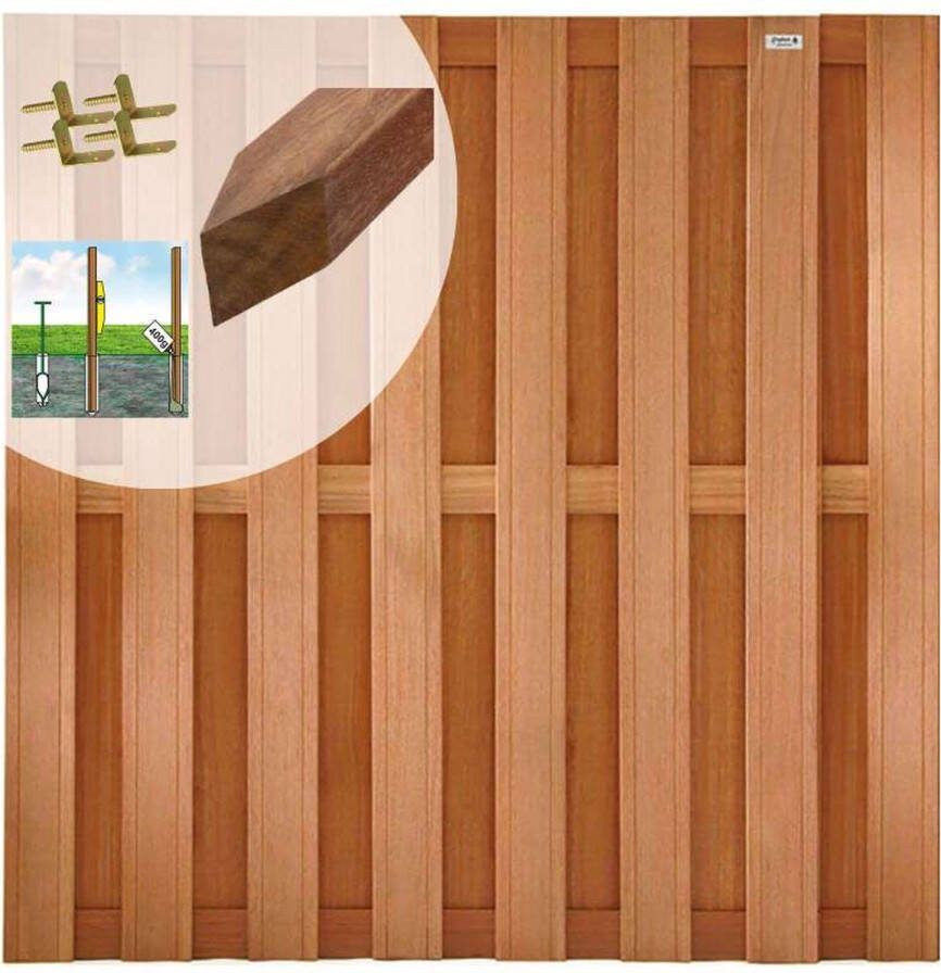Elephant Schutting set hardhout bankirai Timber recht 15L rvs v-groef (9 51 meter)