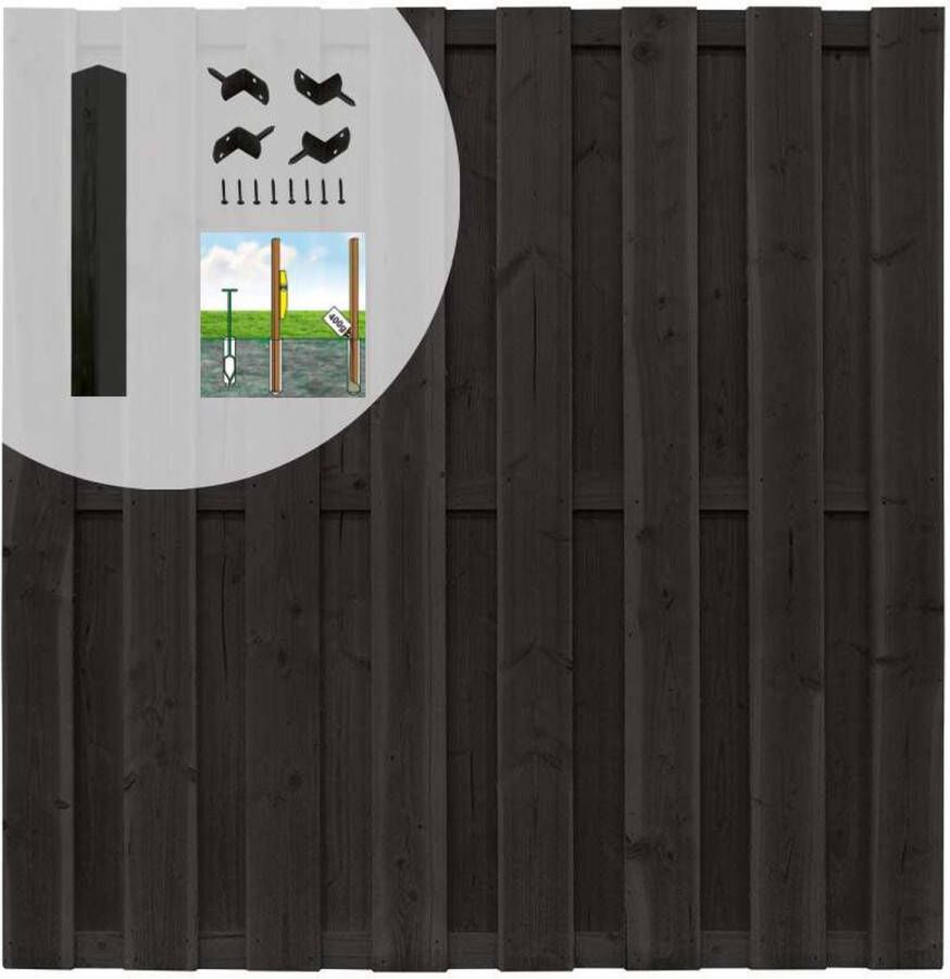 Elephant Schutting set vuren Finch recht 15L rvs zwart (5 68 meter)