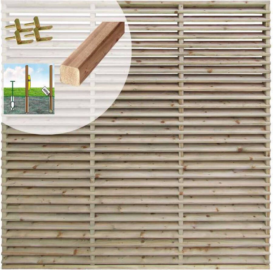 Elephant Schutting set vuren Trend louvre recht 30L groen geimpregneerd (9 41 meter)