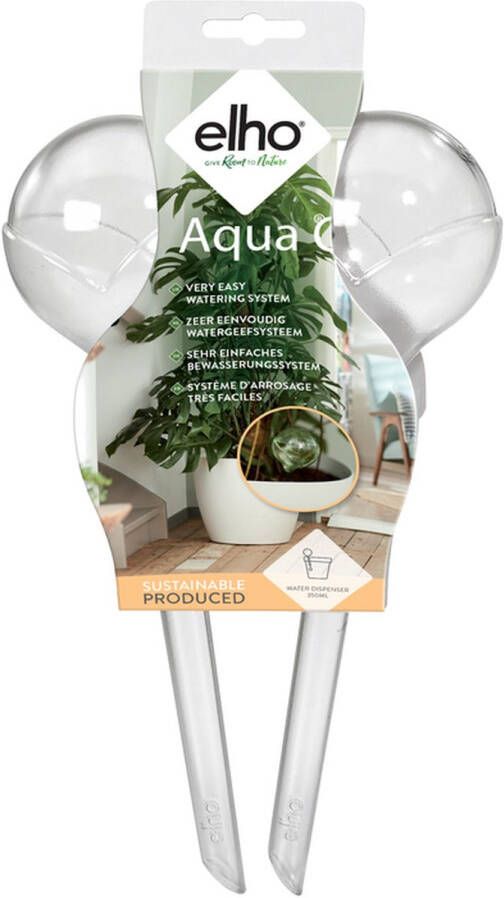 Elho Aqua Care 9 Waterdruppelaar voor Planten Gemaakt van Gereycled Plastic Ø 17.3 x H 32.0 cm Transparant Transparant