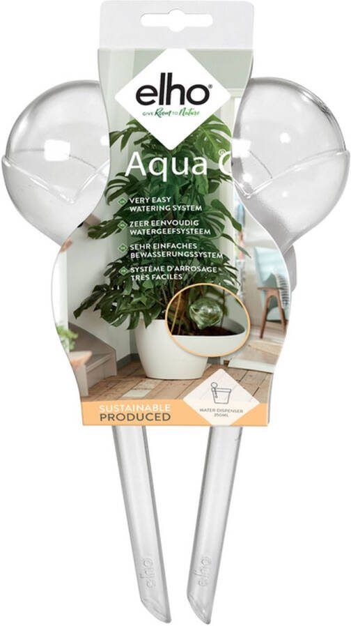 Elho Aqua Care 9 Waterdruppelaar voor Planten Gemaakt van Gereycled Plastic Ø 17.3 x H 32.0 cm Transparant