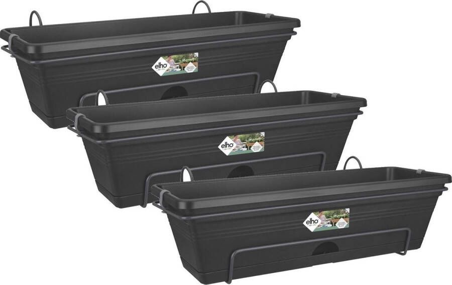 Elho Balkonbakset Green Basic All-In-1 Plantenbak 3 x 50x17x26 cm Zwart