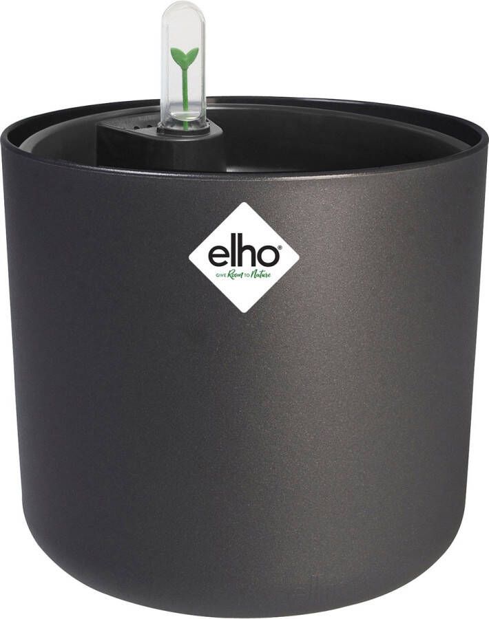 Elho B.for Soft Rond 22 met Self-Watering Insert Bloempot met Watermeter 100% Gerecycled Plastic Ø 22.3 x H 20.4 cm Antraciet