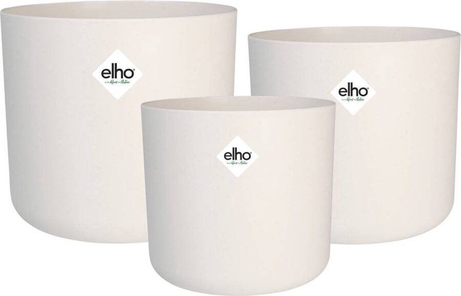 Elho B.for Soft Rond Bloempotten Plantenpotten voor Binnen 100% Gerecycled Plastic Set van 3 Ø 14 16 18 cm