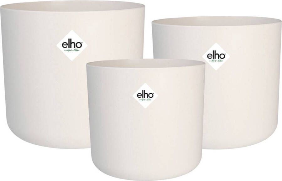 Elho B.for Soft Rond 14 16 18 Bloempotten Plantenpotten voor Binnen 100% Gerecycled Plastic Set van 3 Ã˜ 14 16 18 cm Wit Wit