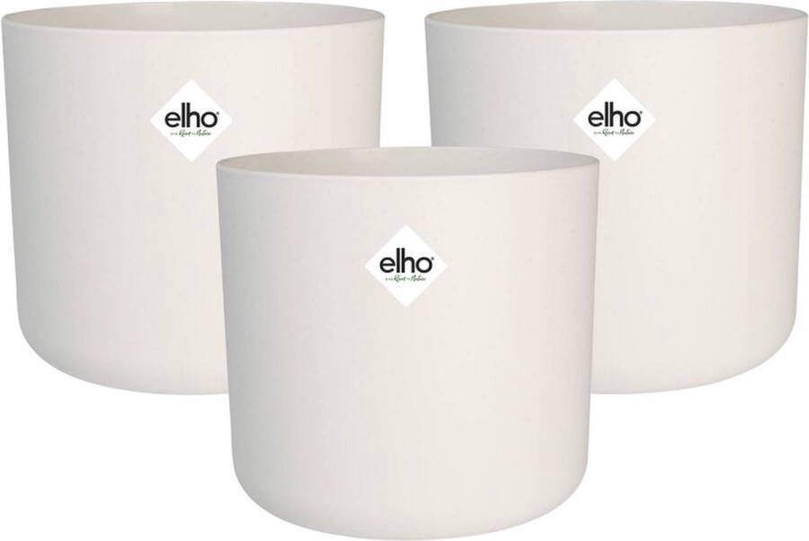 Elho B.for Soft Rond 18 Bloempotten Plantenpotten voor Binnen 100% Gerecycled Plastic Set van 3 Ã˜ 18 cm Wit Wit
