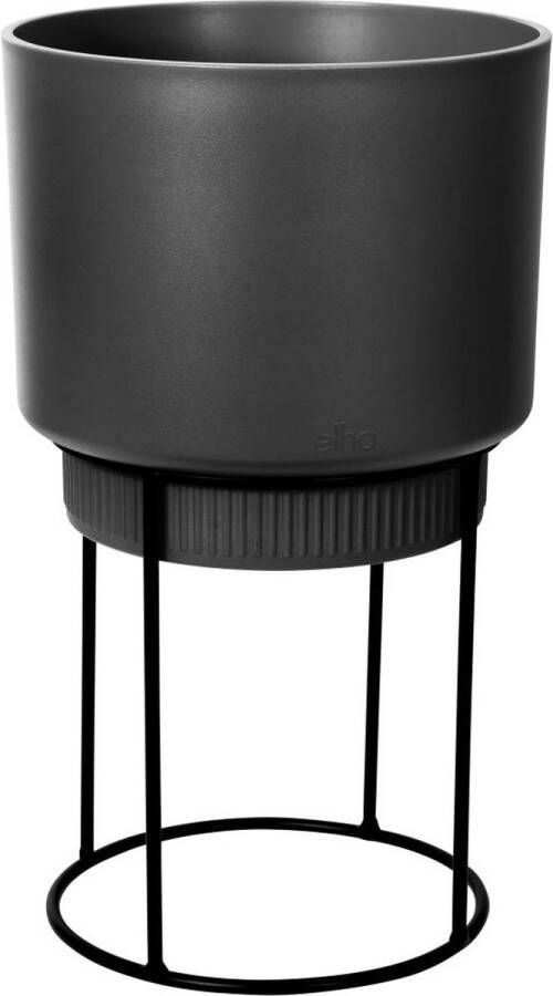 Elho B.for Studio Rond 22 Bloempot voor Binnen met Plantenstandaard 100% Gerecycled Plastic Ø 22.0 x H 38.2 cm Zwart Living Black - Foto 3